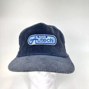 Vintage SKM Autech Munck Navy Blue Corduroy Hat Made In USA Cap